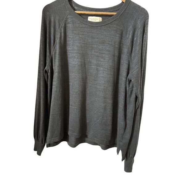 Abercrombie‎ & Fitch Soft & Cozy Lightweight Knit Top Black Blue Md Fisherman - Picture 1 of 5